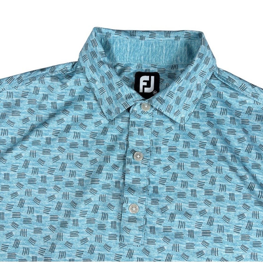Footjoy FJ Geometric AOP Golf Performance Polo Shirt Men's Sz M Blue